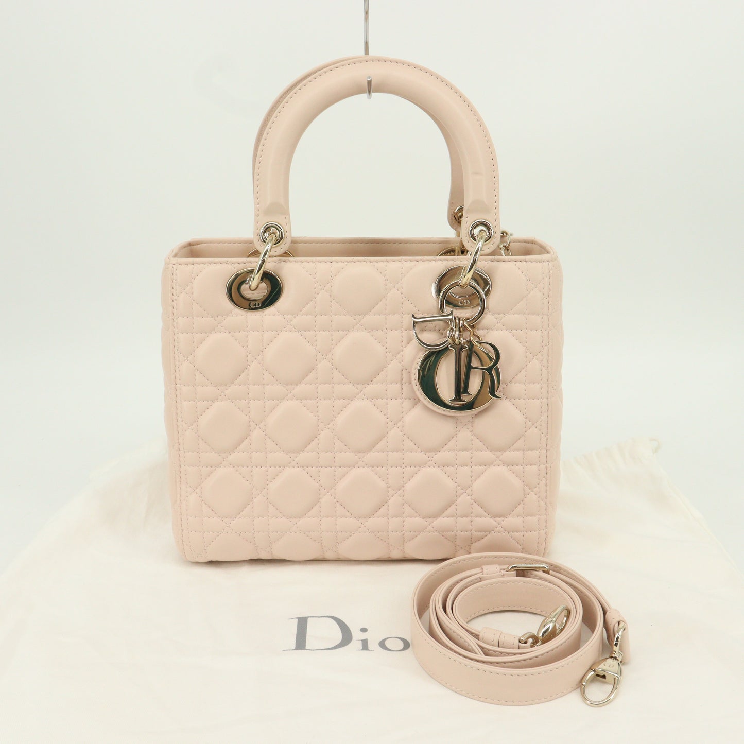 Lambskin Lady Dior G hardware pink