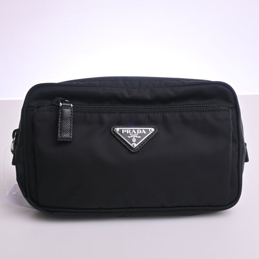 Nylon waist shoulder bag black