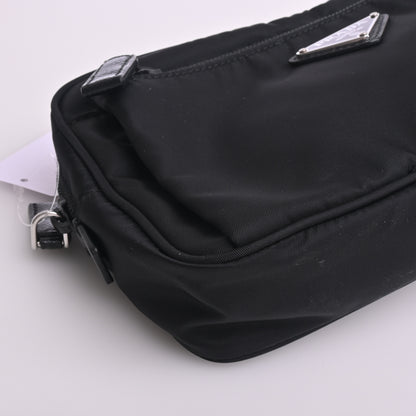 Nylon waist shoulder bag black