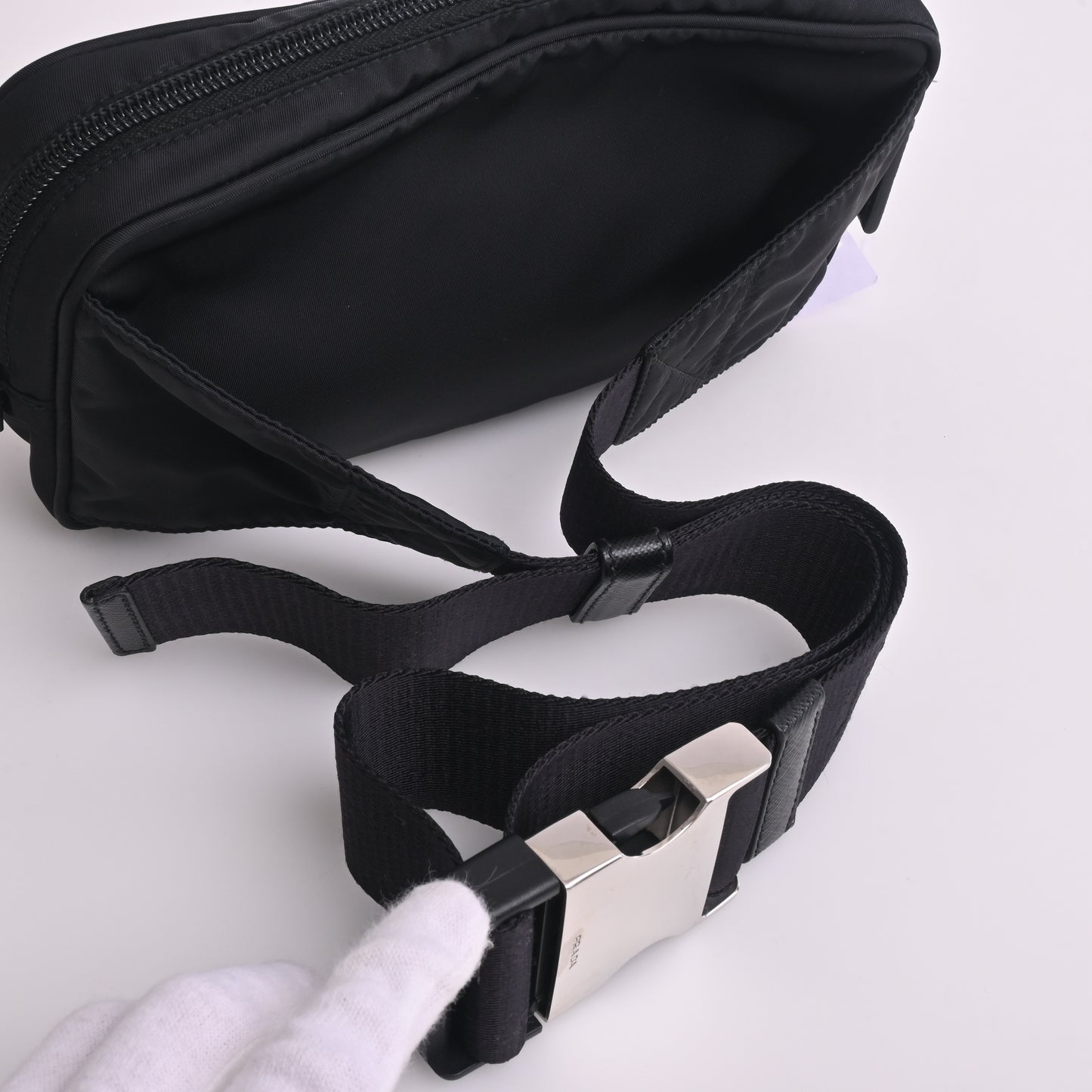 Nylon waist shoulder bag black