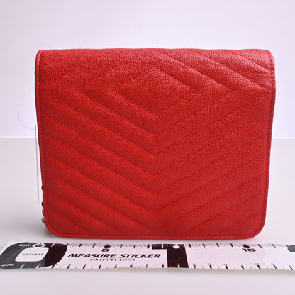 Caviar Chain Wallet Red Silver Metal Fittings 24th Series