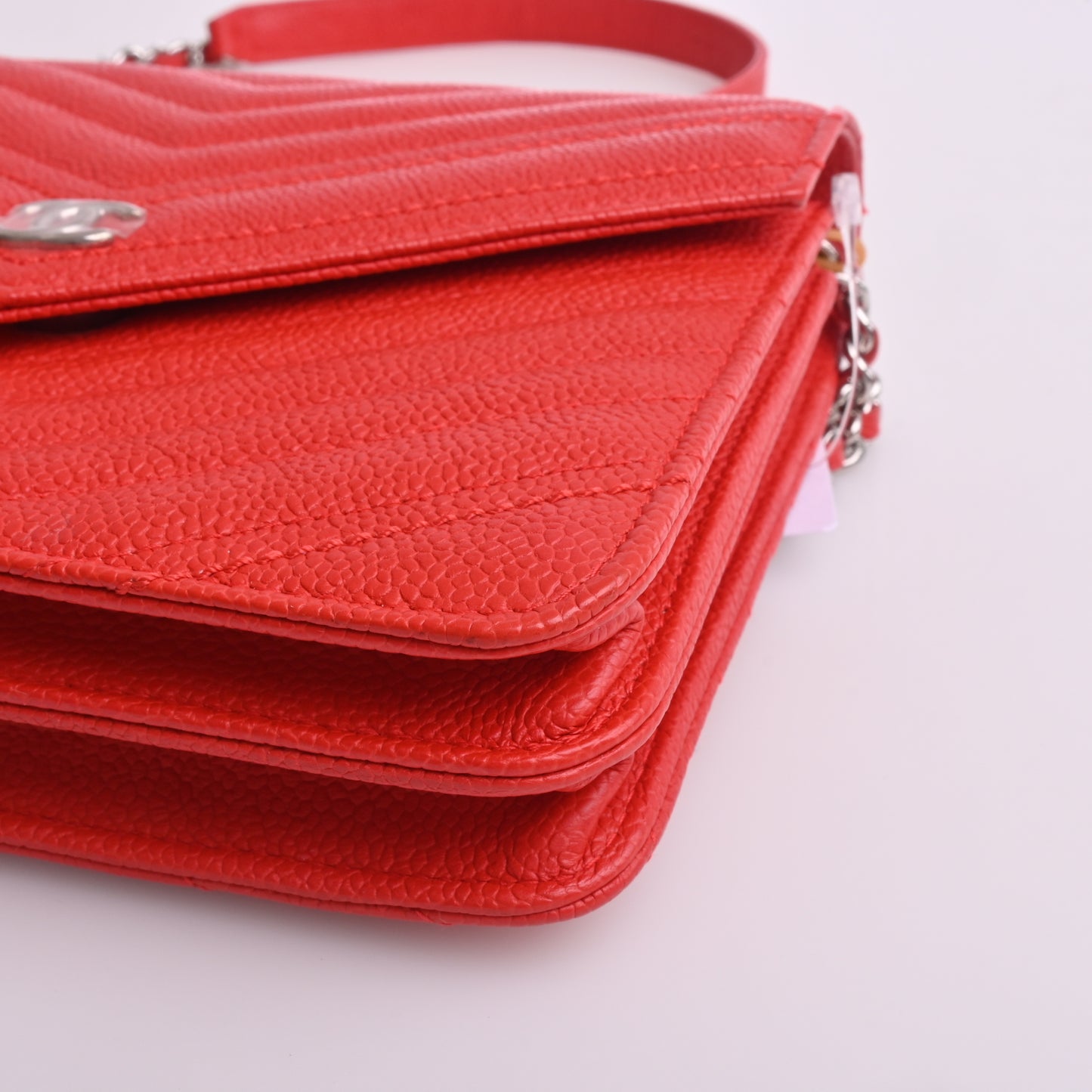 Caviar Chain Wallet Red Silver Metal Fittings 24th Series