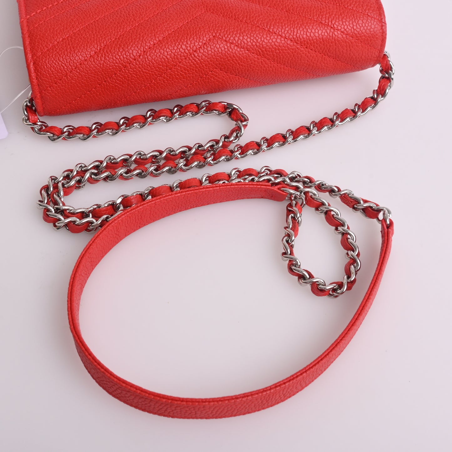 Caviar Chain Wallet Red Silver Metal Fittings 24th Series