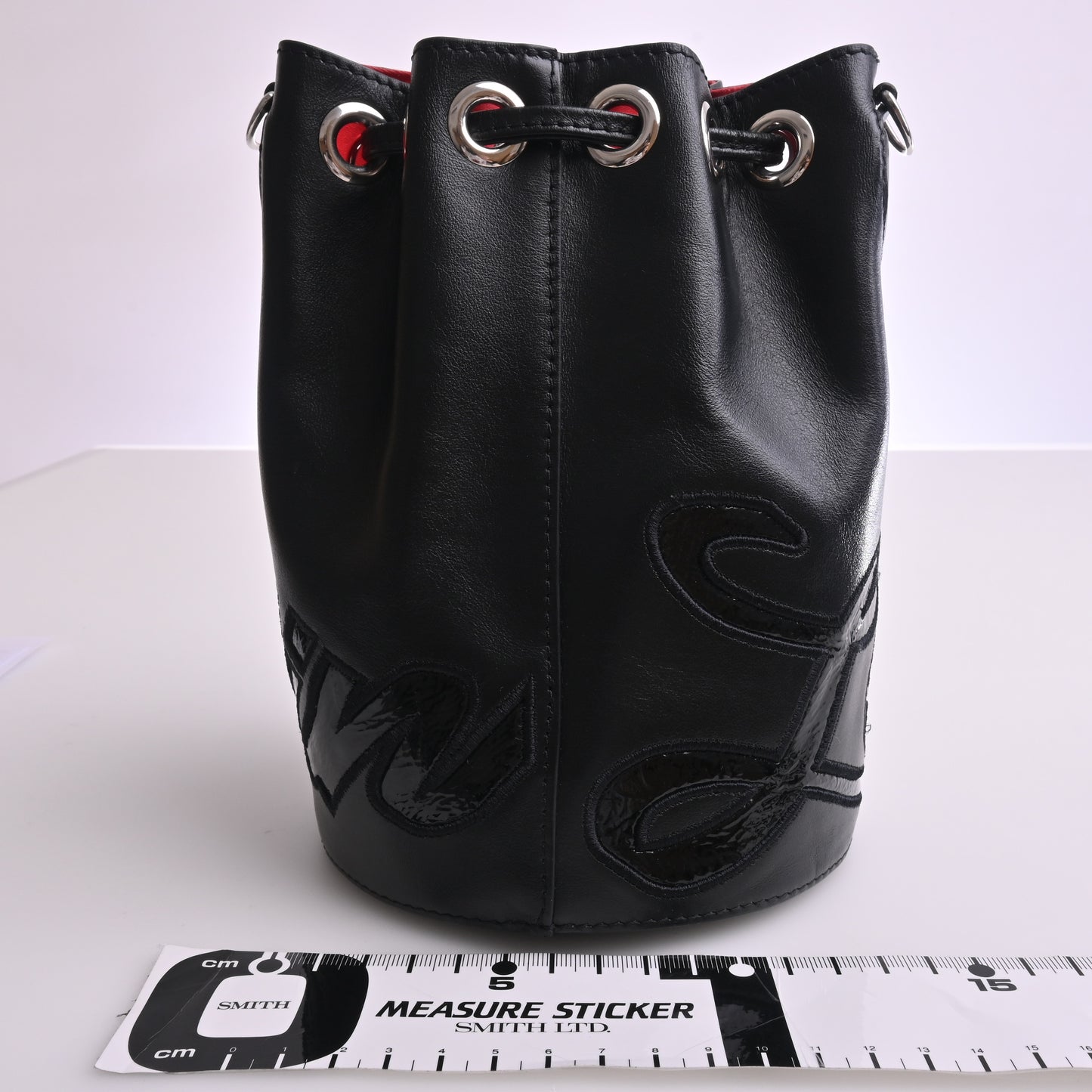 Leather Drawstring Shoulder Bag Black