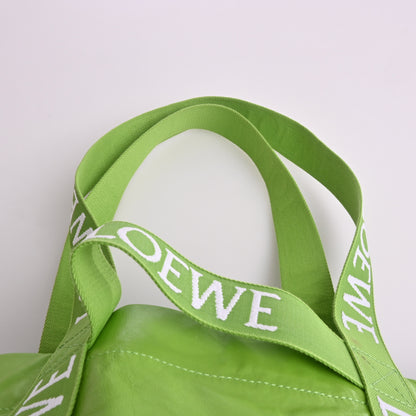 Paper calfskin foldover shopper tote bag