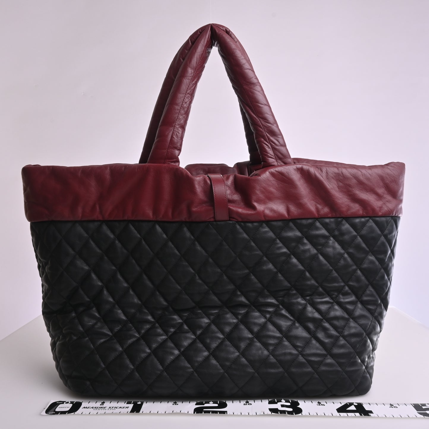 Cococoon Leather Reversible Tote Bordeaux/Black Silver Hardware 12 Series