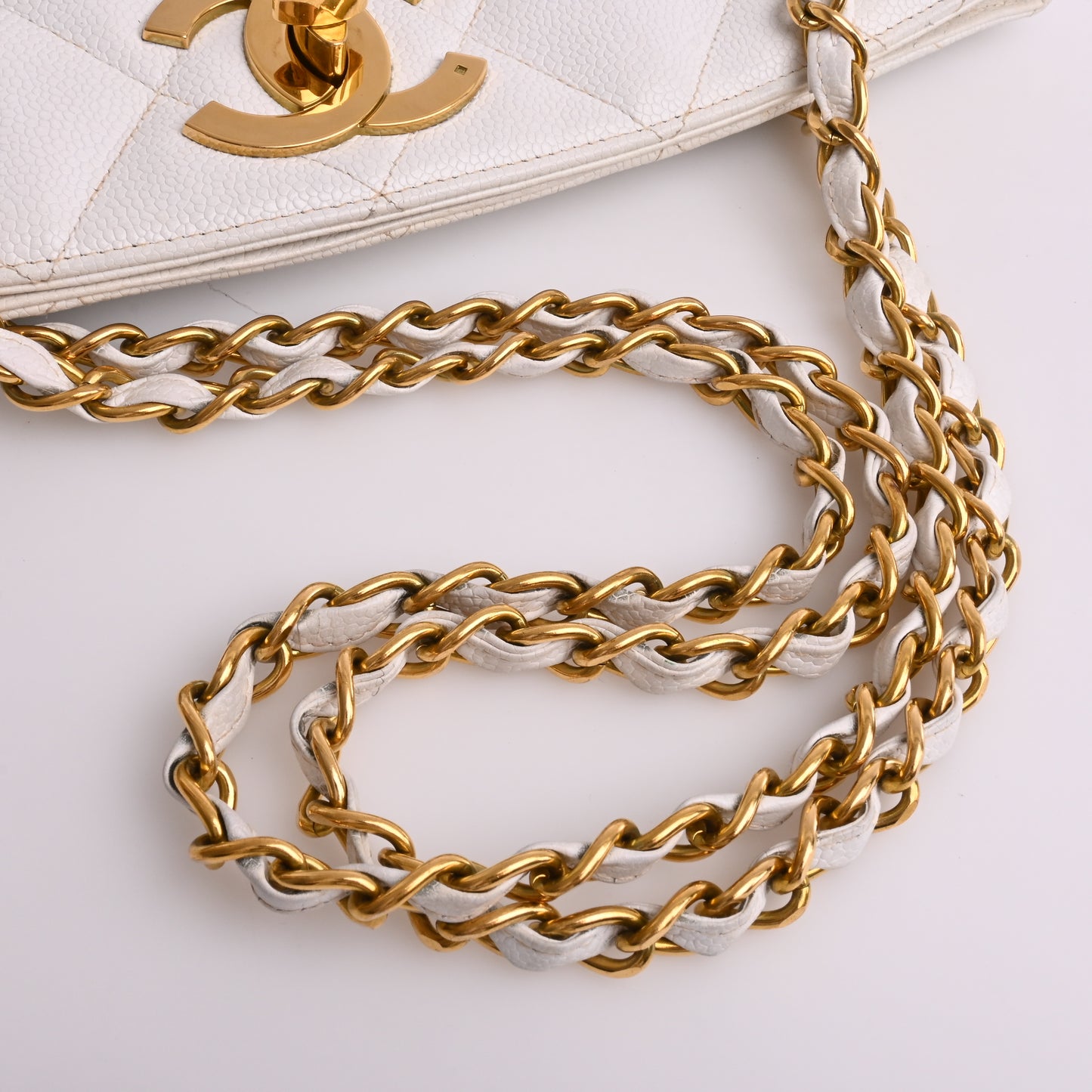 Caviar Decacoco Chain Shoulder Bag White G Metal Fittings 3rd Series