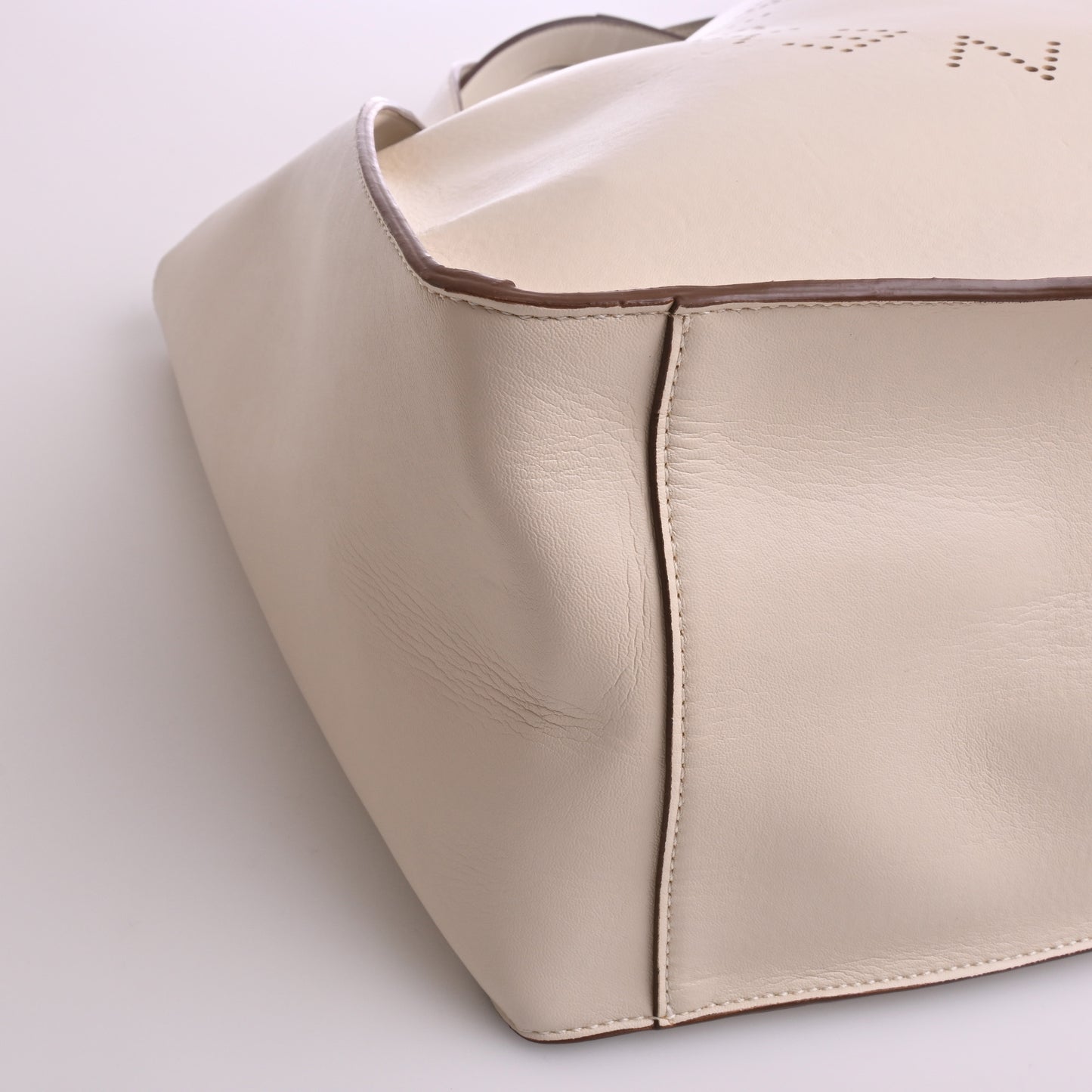 White faux leather logo tote