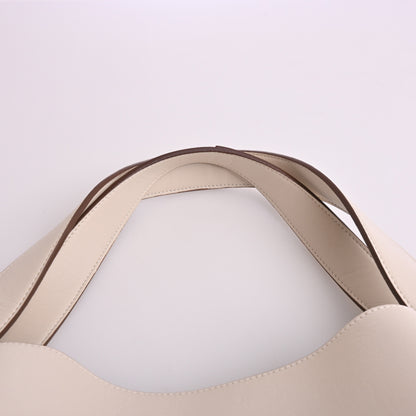 White faux leather logo tote