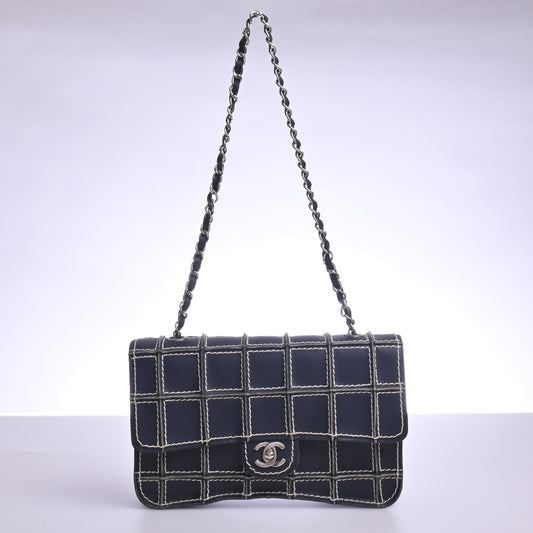 Rum Chocolate Bar S/S Shoulder Bag Navy Silver Metal Fittings Series 7