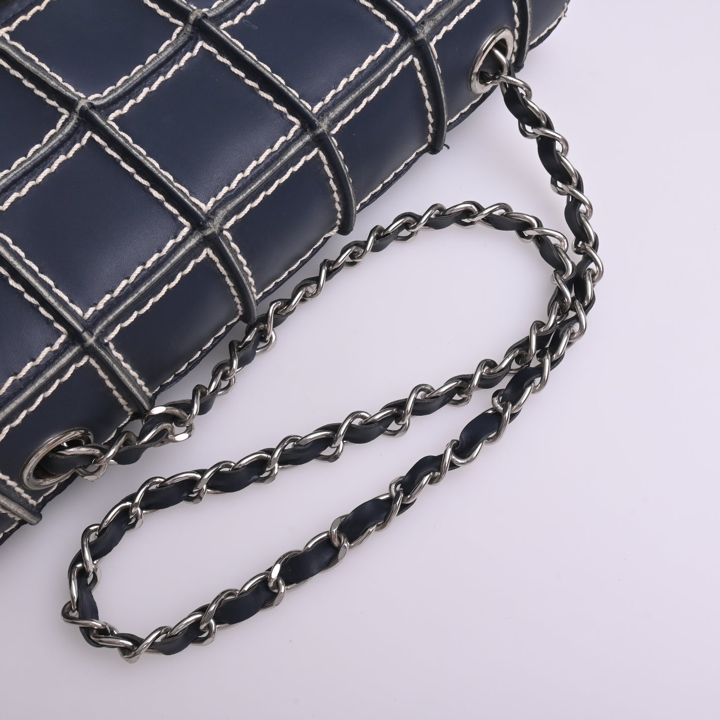 Rum Chocolate Bar S/S Shoulder Bag Navy Silver Metal Fittings Series 7