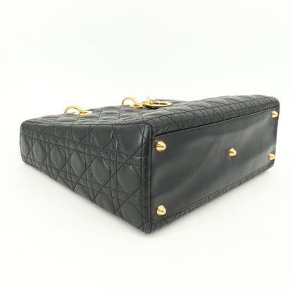 Lady Dior Cannage 2-Way Hand Black Lambskin G Hardware