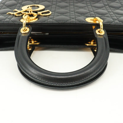 Lady Dior Cannage 2-Way Hand Black Lambskin G Hardware