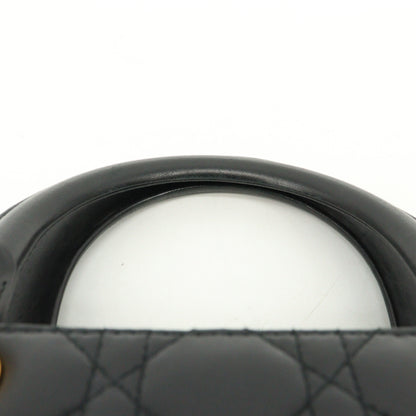 Lady Dior Cannage 2-Way Hand Black Lambskin G Hardware