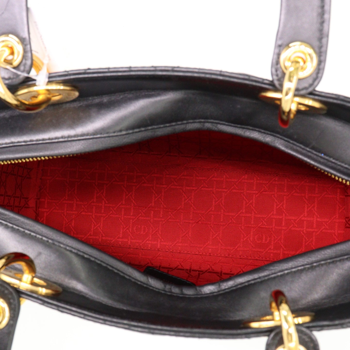 Lady Dior Cannage 2-Way Hand Black Lambskin G Hardware