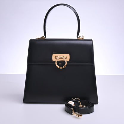 Gancini Calf 2WAY Handbag Black