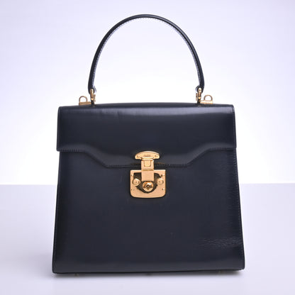 Ladylock Calf 2WAY Handbag Black