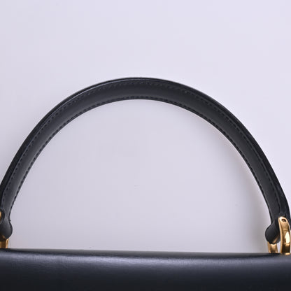 Ladylock Calf 2WAY Handbag Black