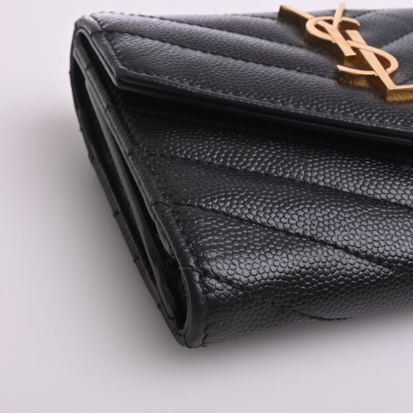 Leather compact wallet black