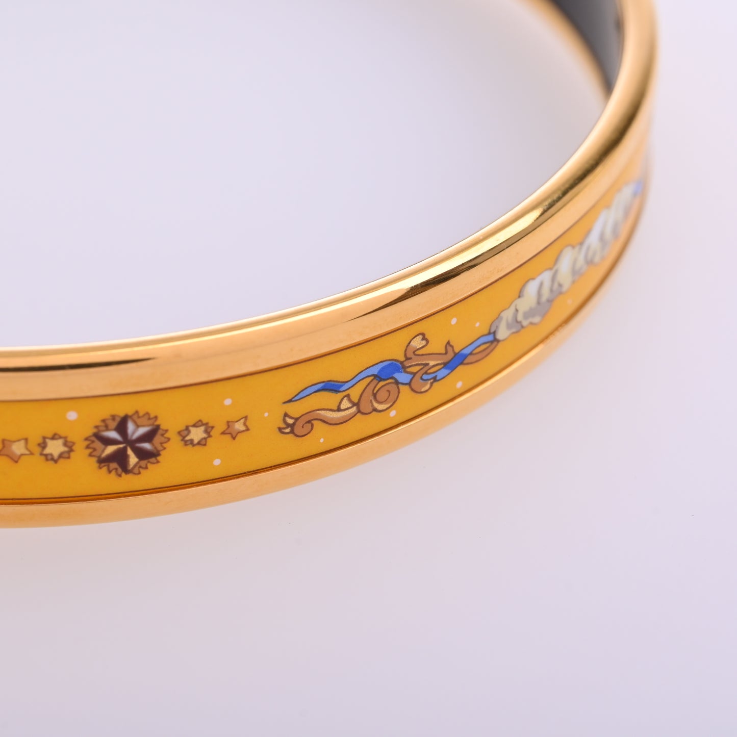 Yellow PM enamel bangle with gold hardware