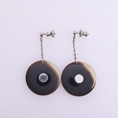 Buffalo Horn Serie Earrings, Silver Hardware