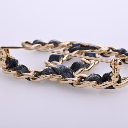 Coco Mark Chain Brooch Black Gold