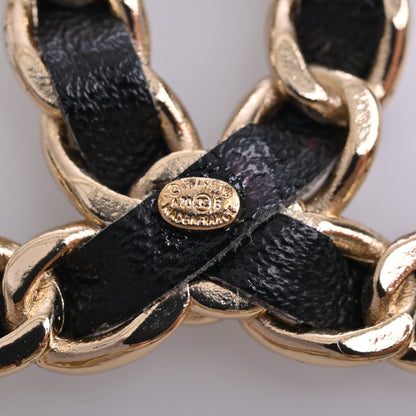 Coco Mark Chain Brooch Black Gold