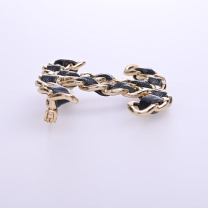 Coco Mark Chain Brooch Black Gold