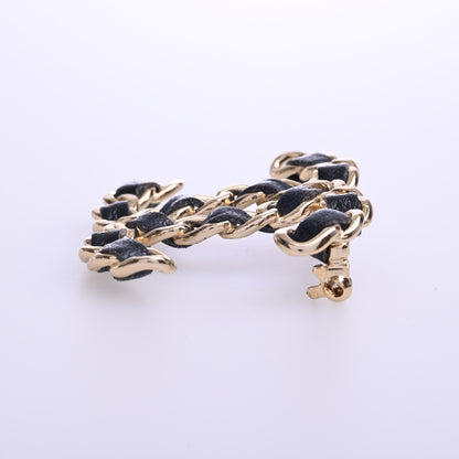 Coco Mark Chain Brooch Black Gold