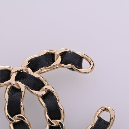 Coco Mark Chain Brooch Black Gold