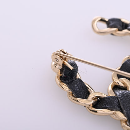 Coco Mark Chain Brooch Black Gold