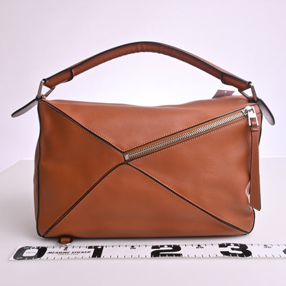 Leather Puzzle Luggage 2WAY Hand Brown