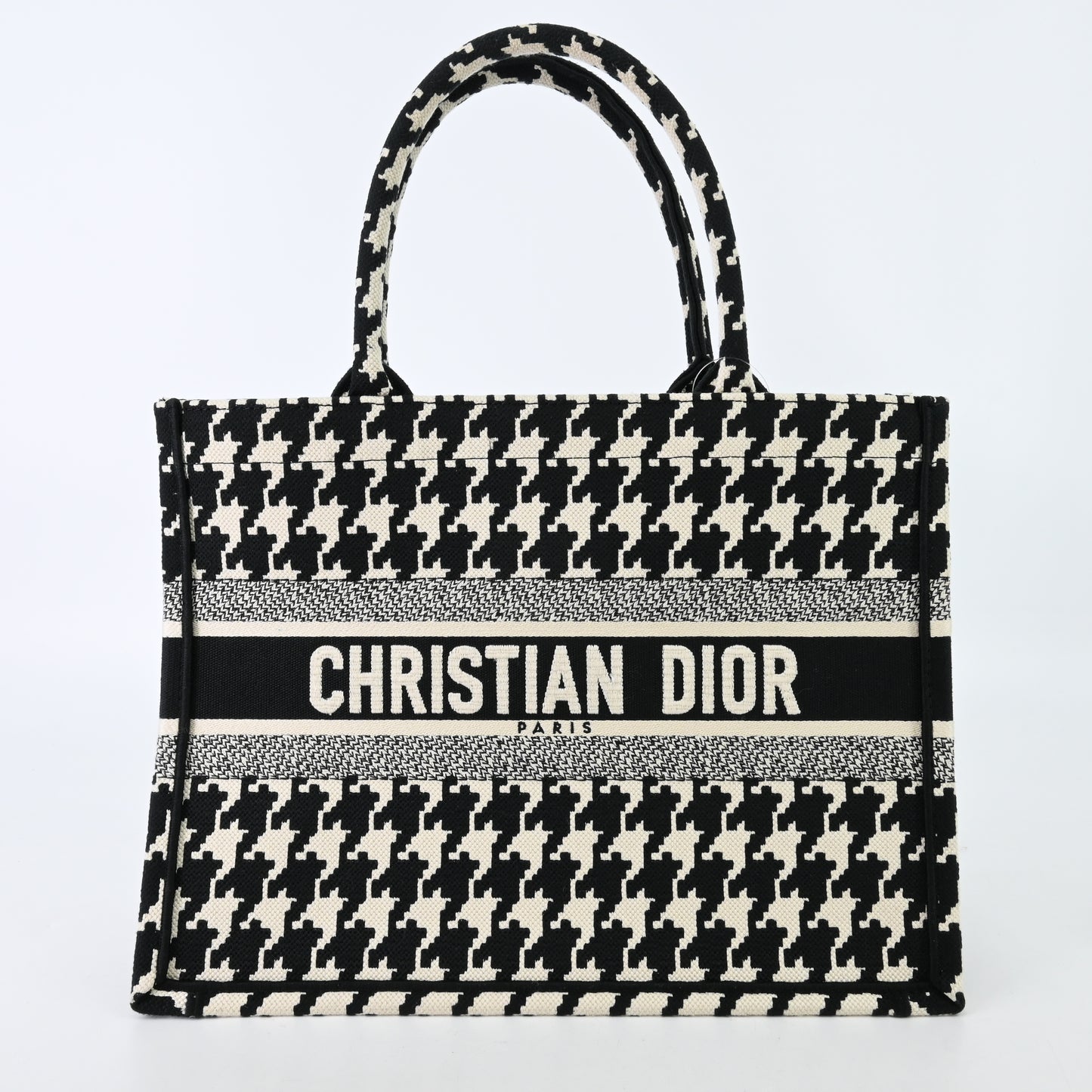 Book Tote Houndstooth Tote Bag Black x White