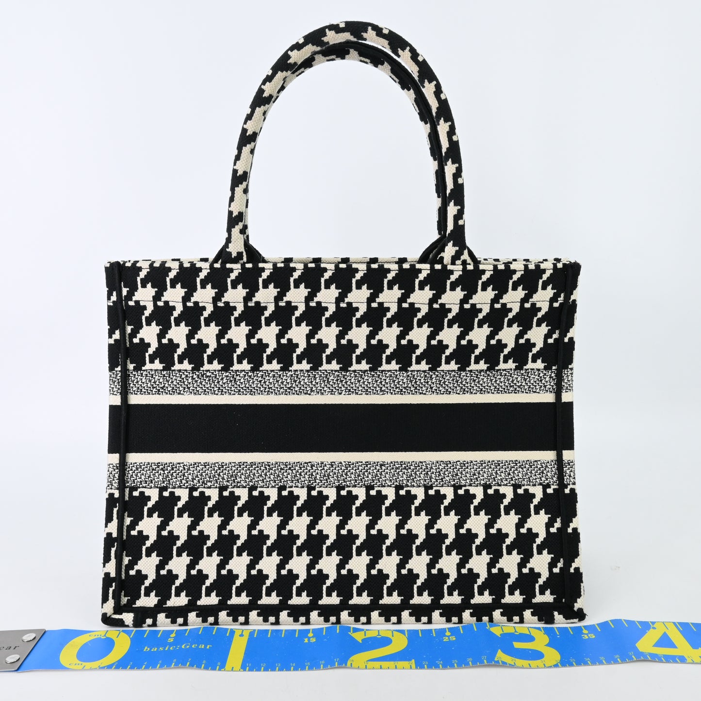 Book Tote Houndstooth Tote Bag Black x White