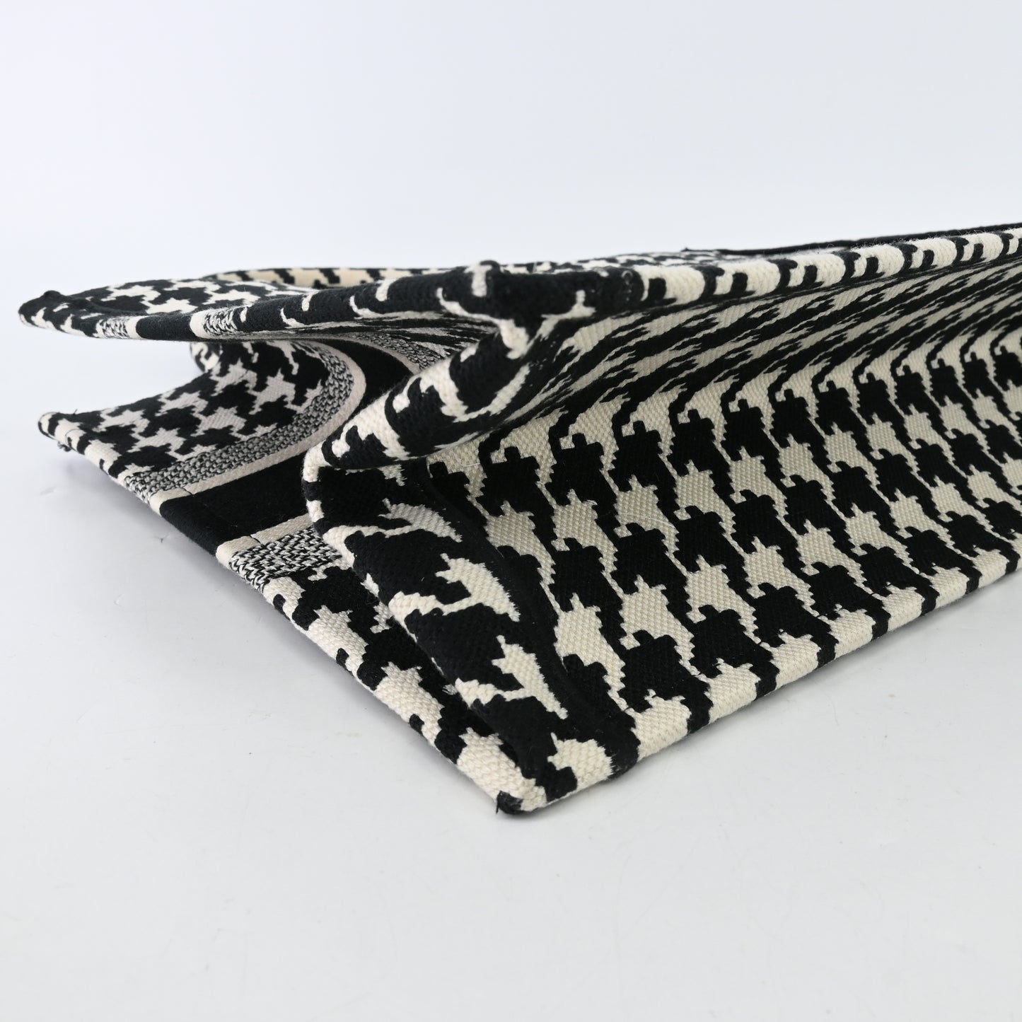 Book Tote Houndstooth Tote Bag Black x White