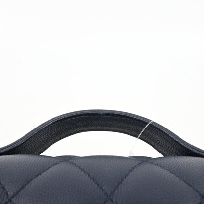 Caviar Skin Matelasse 2WAY Shoulder Bag Navy G Metal Fittings 27 Series