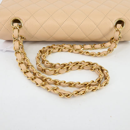 Caviar skin matelassé chain shoulder bag beige G metal fittings 15 series