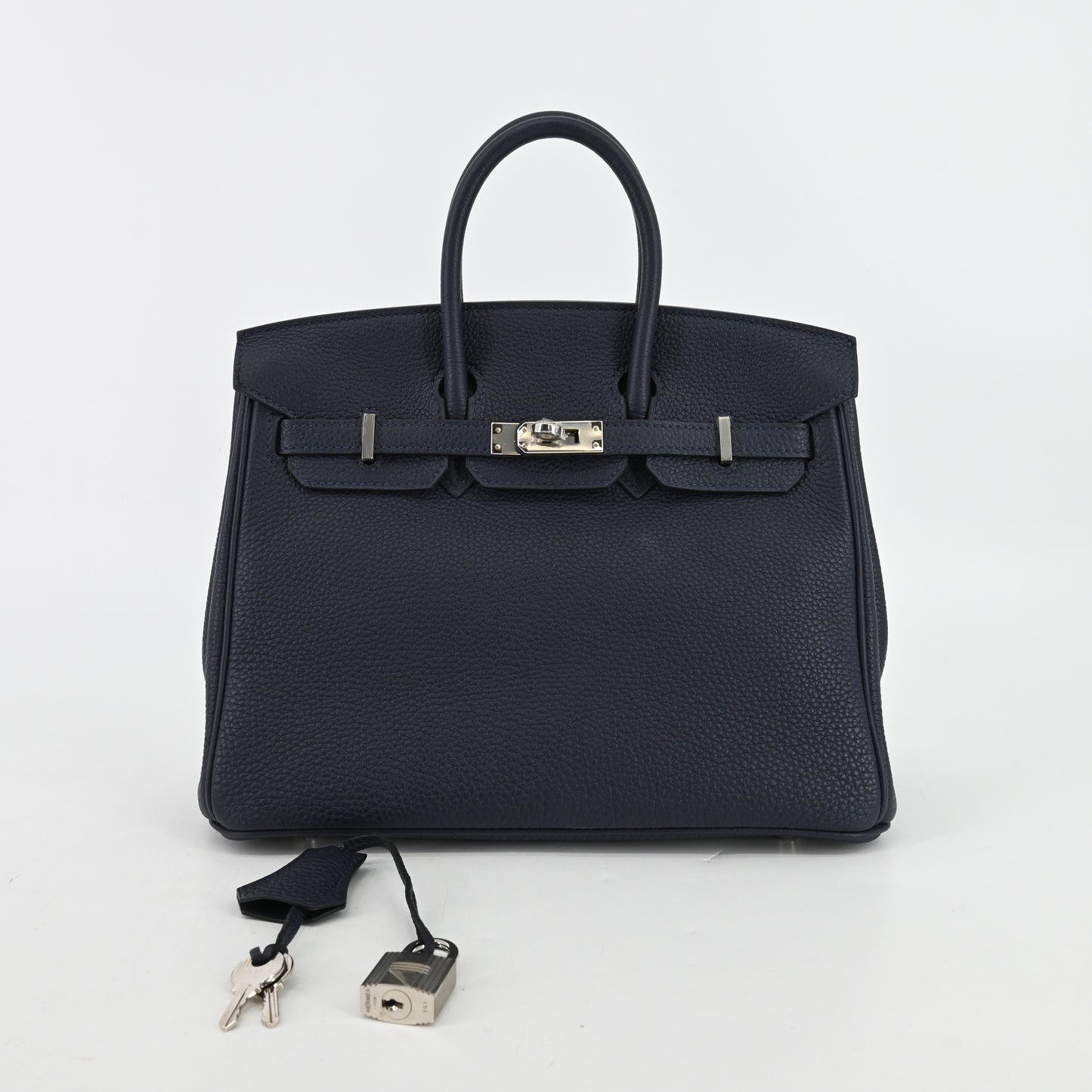 Togo Birkin 25 Blue Nuit, Silver hardware, D stamp