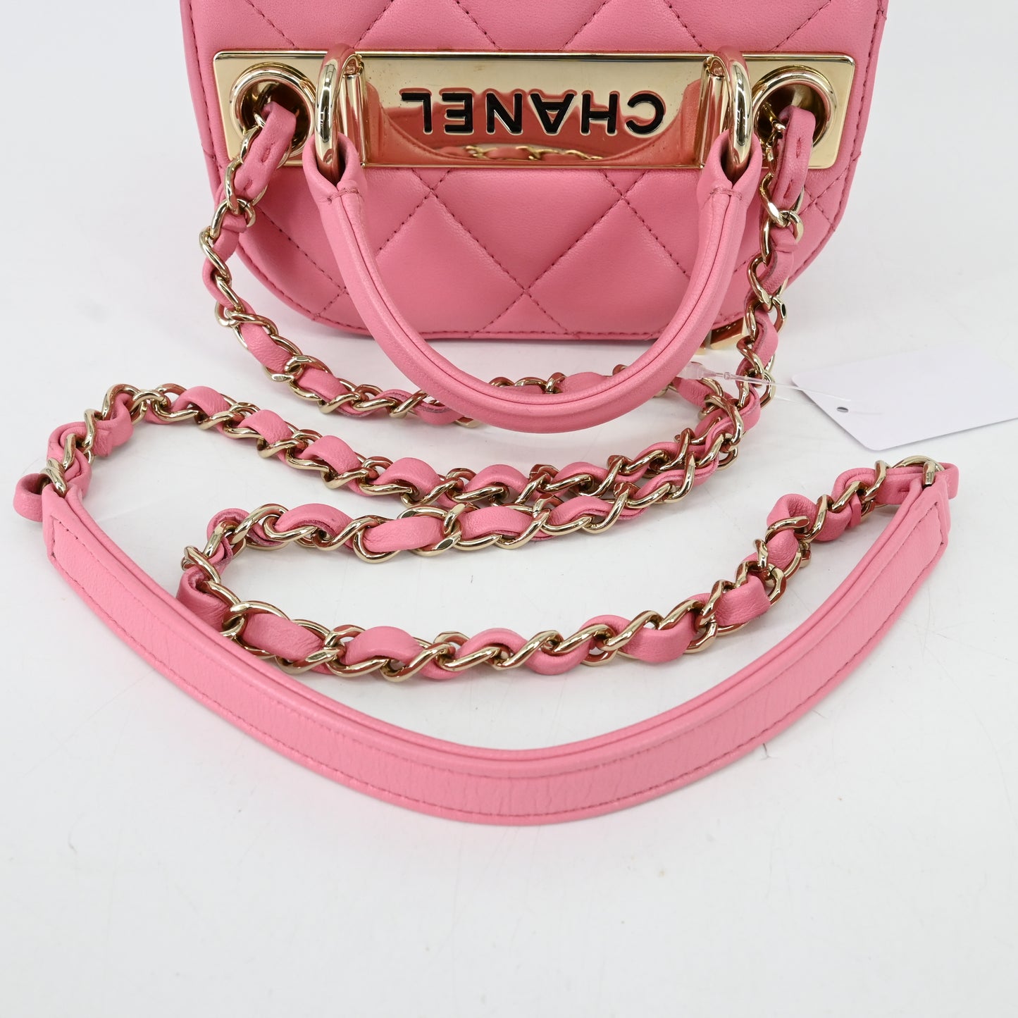 Leather Matelasse Vanity Chain Shoulder Bag Pink G Metal Fittings 30 Series