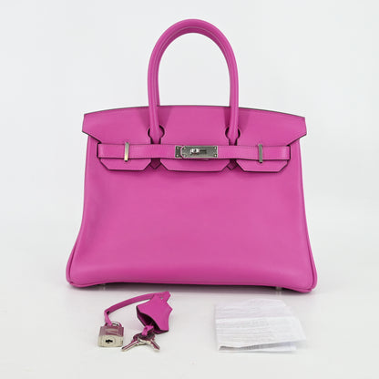 Taurillon Nobyo Birkin 30 Magnolia Silver hardware C stamp