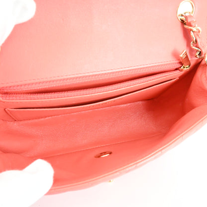 Leather V-stitch S flap S chain shoulder bag salmon pink G metal fittings 27 series