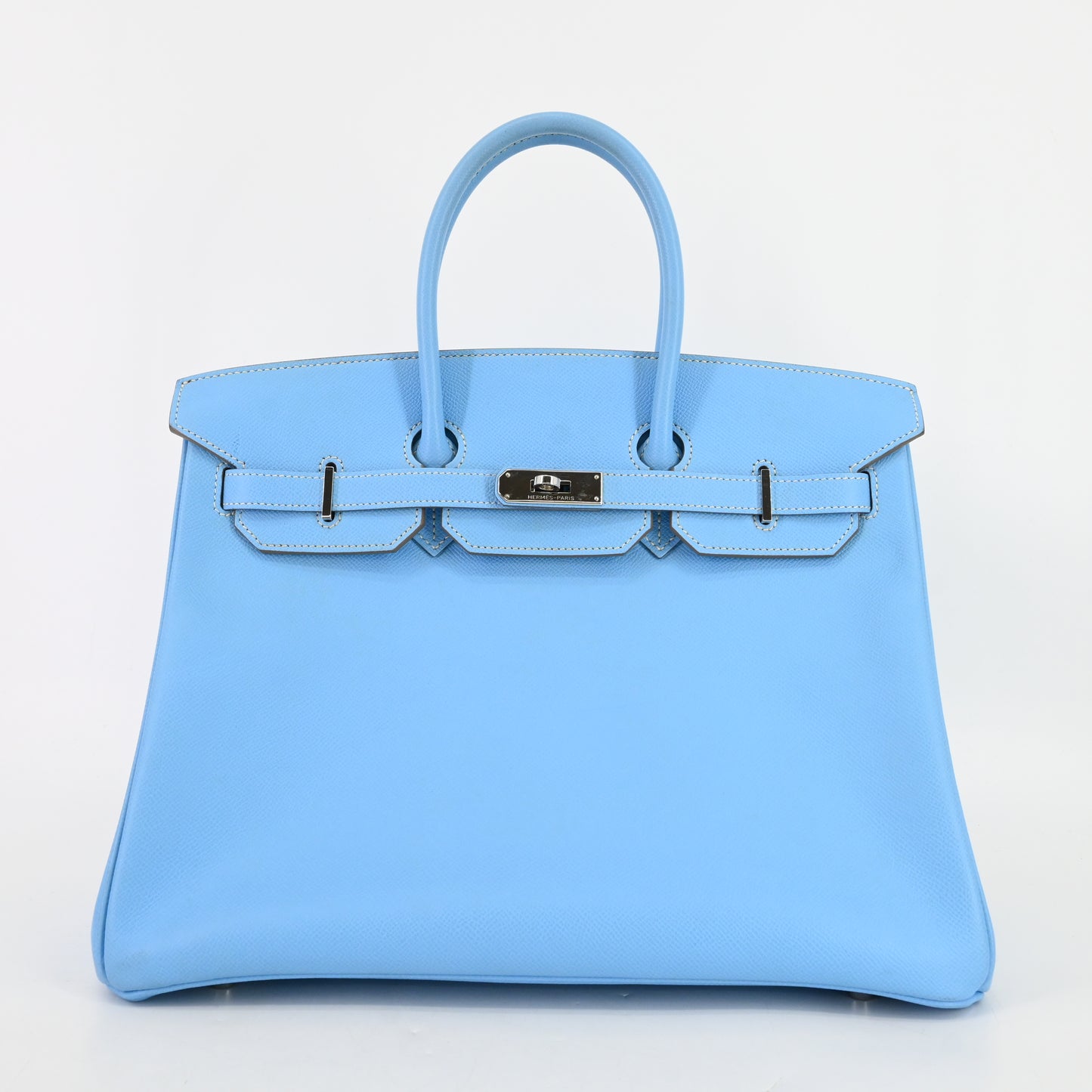 Veau Epsom Birkin 35 Candy Celeste x Mykonos Palladium hardware O stamp