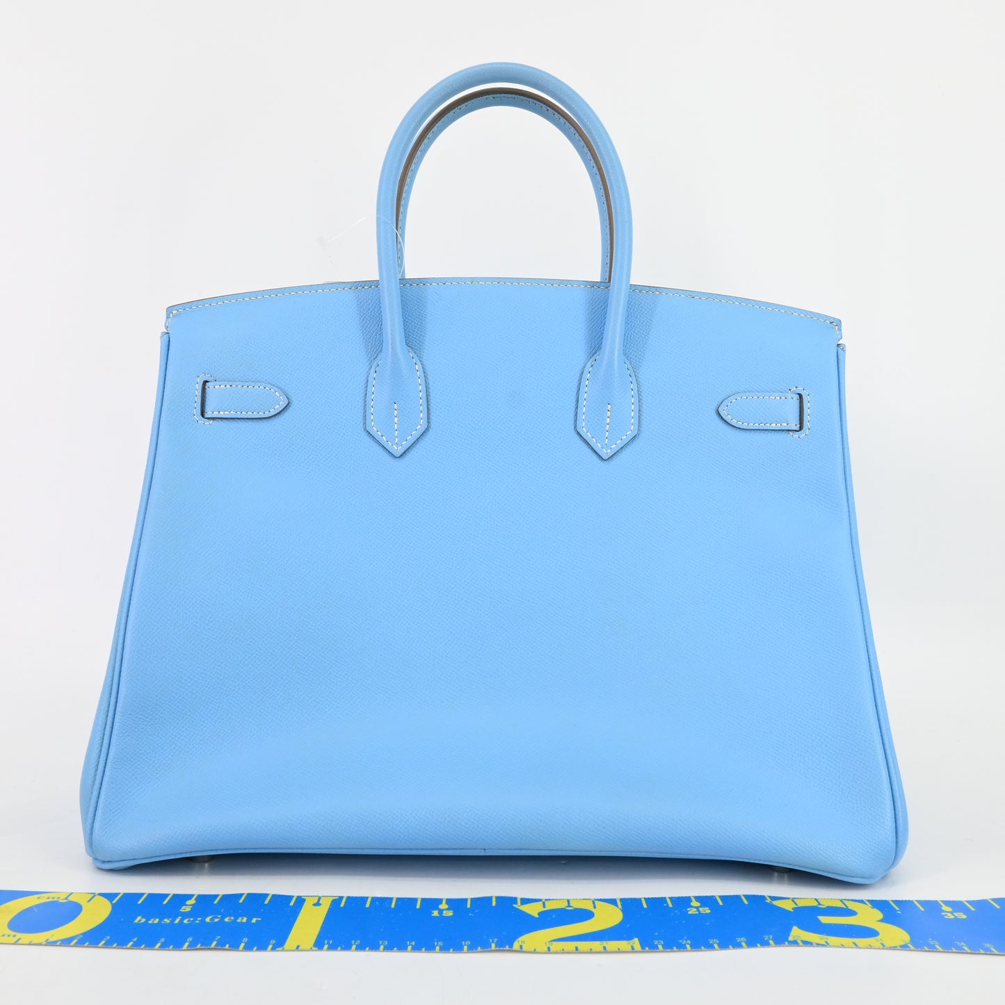 Veau Epsom Birkin 35 Candy Celeste x Mykonos Palladium hardware O stamp