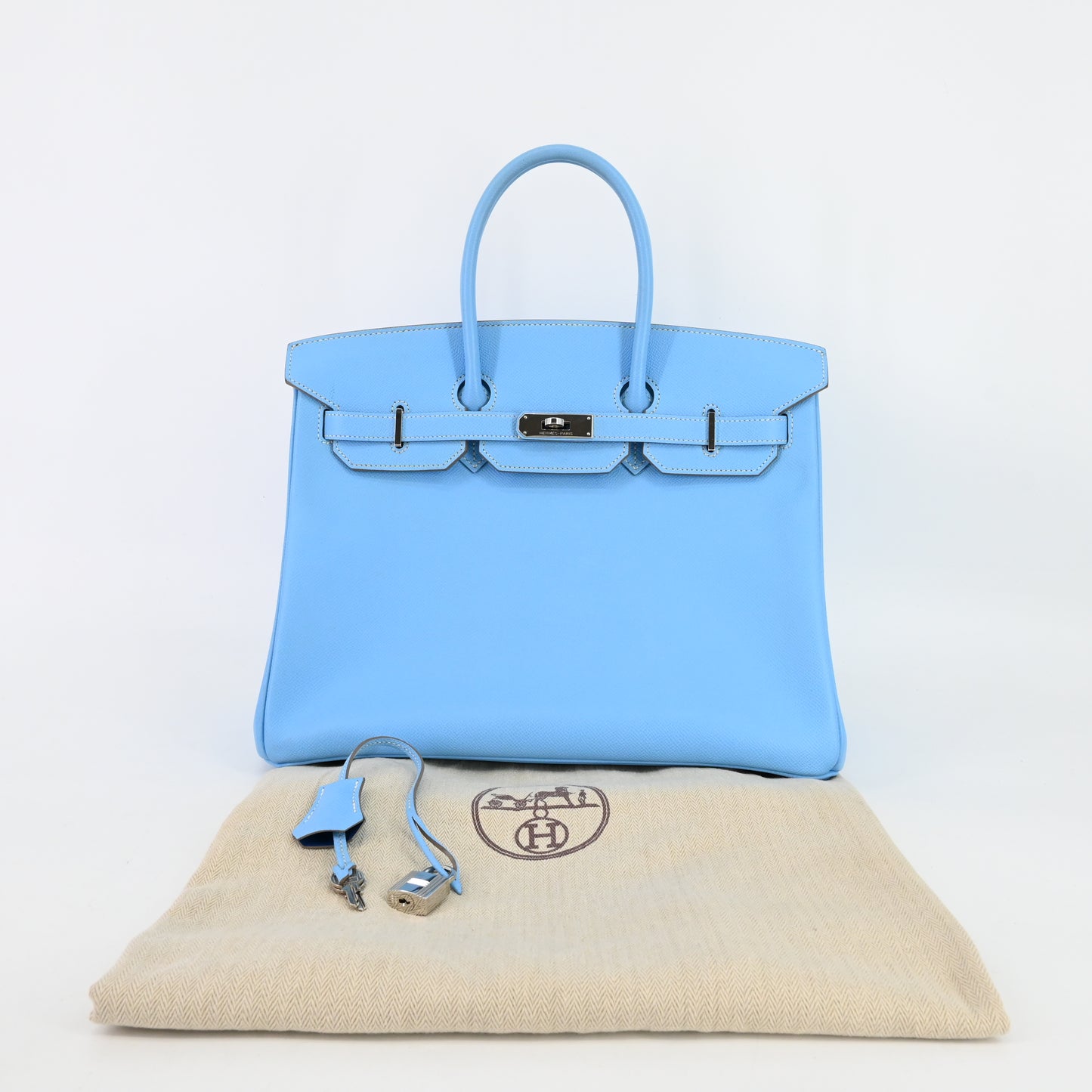 Veau Epsom Birkin 35 Candy Celeste x Mykonos Palladium hardware O stamp