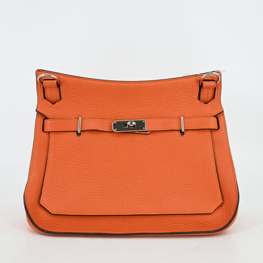 Taurillon Clemence Gypsiere 28 Orange Silver hardware T stamp