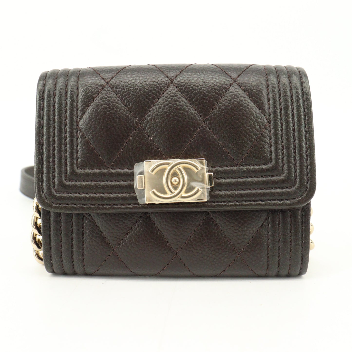 Caviar Skin Boy Chanel Chain Wallet Black G Metal Fittings 31 Series