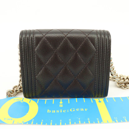 Caviar Skin Boy Chanel Chain Wallet Black G Metal Fittings 31 Series