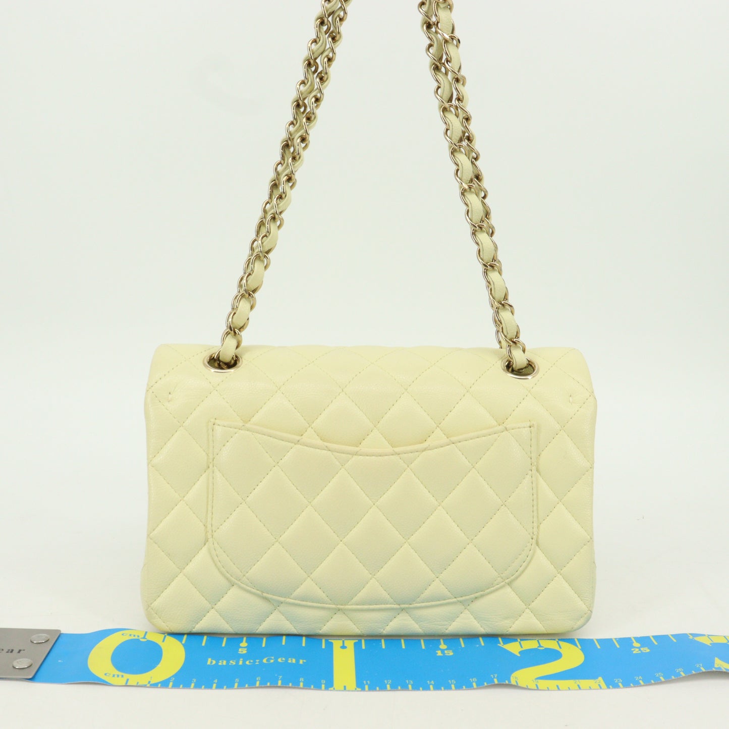 Caviar Skin Matelasse Double Flap Double Chain Shoulder Bag Yellow G Metal Fittings IC Chip