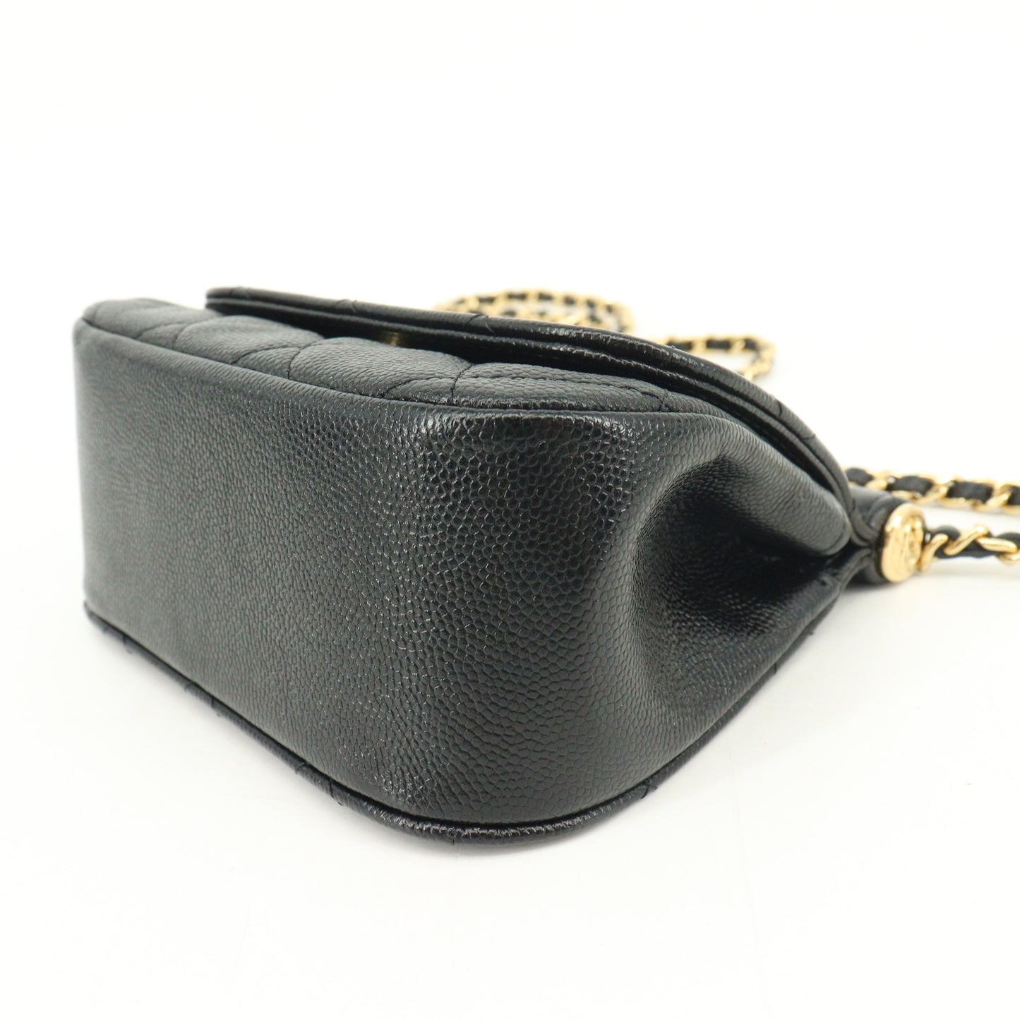 Caviar Skin Matelasse Chain Shoulder Bag Black G Metal Fittings Random Number