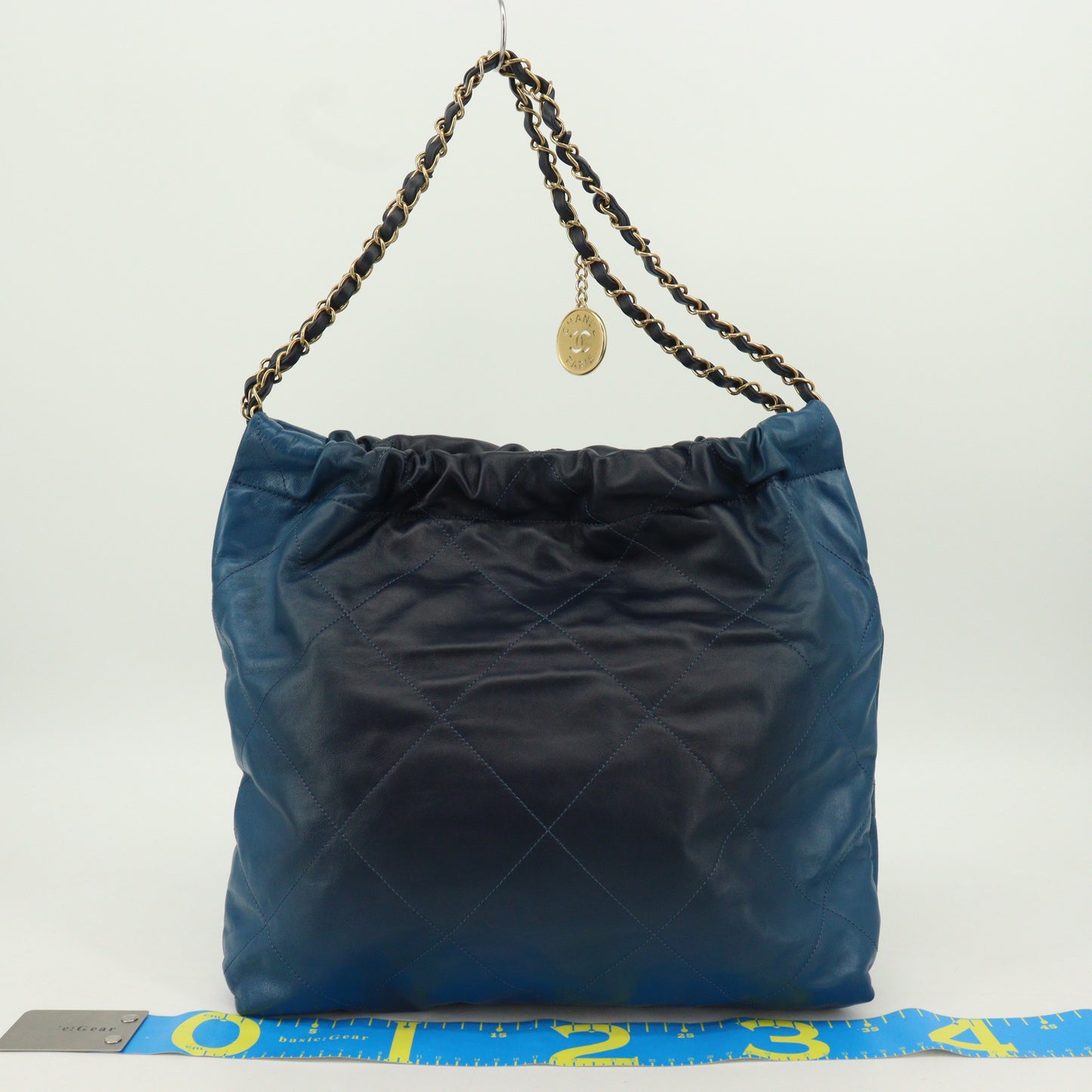 Chanel 22 Chain Handbag in Blue Lambskin with G Hardware and IC Chip